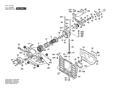 Section 2 Diagram and Parts List for GTS10XC 0601476139 Bosch Saw
