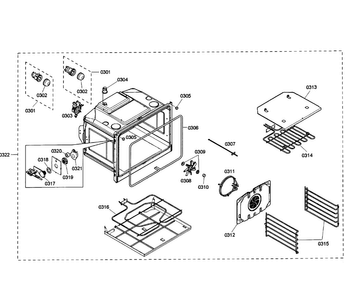 Oven Assy Diagram and Parts List for HBL5450UC 01 Bosch Wall Oven
