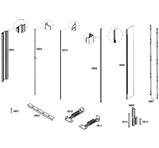 Framing Diagram and Parts List for T24ID80NLP 39 Thermador Freezer