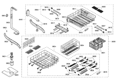 Basket Assy Diagram and Parts List for DWHD94EP 53 Thermador Dishwasher