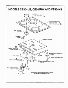 Control Housing/infinite Switch Diagram and Parts List for CE304XS  Thermador Cooktop