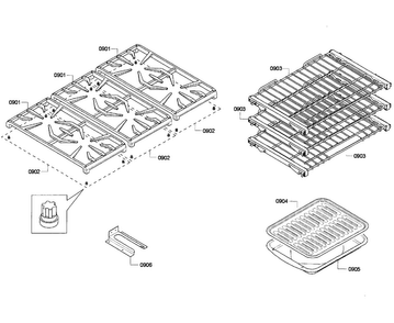 Grates/shelfs Diagram and Parts List for PRD366GHC 01 Thermador Range
