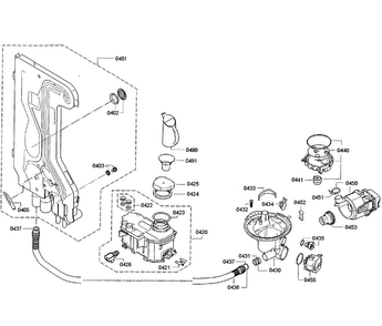 Pump Assy Diagram and Parts List for SGE63E15UC 55 Bosch Dishwasher