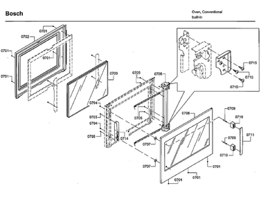 Door 2 Diagram and Parts List for HBLP651RUC 03 Bosch Wall Oven