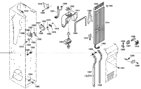 Duct Assy Diagram and Parts List for KBUDT4875E 01 Thermador Refrigerator