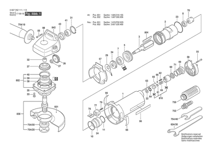 Section 1 Diagram and Parts List for 0607352116  Bosch Angle Grinder