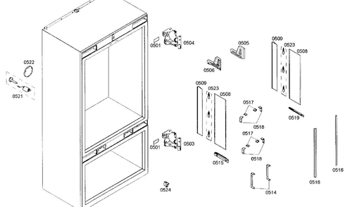 Lightning Assy Diagram and Parts List for B36IB70NSP 12 Bosch Refrigerator