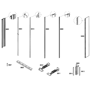 Framing Diagram and Parts List for T24ID80NLP 16 Thermador Freezer