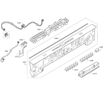Control Panel Diagram and Parts List for SHX53T55UC 01 Bosch Dishwasher