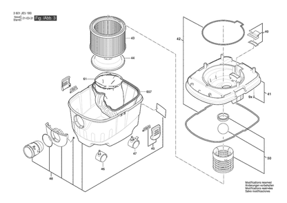 Section 3 Diagram and Parts List for GAS10PS 3601JE5140 Bosch Utility Vacuum