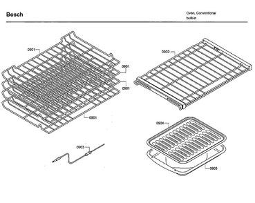 Rack Diagram and Parts List for HBLP651RUC 03 Bosch Wall Oven
