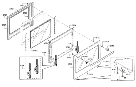 Door-lower Diagram and Parts List for HBL5551UC 01 Bosch Wall Oven