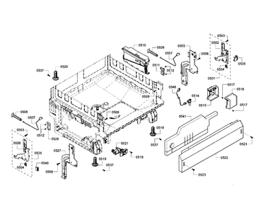 Base Diagram and Parts List for SHX4AT55UC 14 Bosch Dishwasher