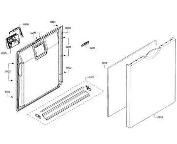 Door Assy Diagram and Parts List for SHE3AR52UC 06 Bosch Dishwasher