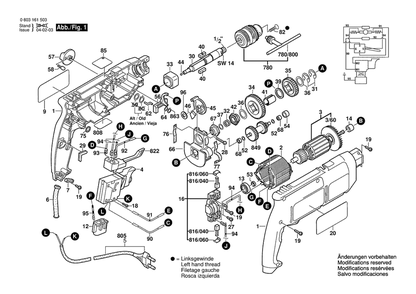 Section 1 Diagram and Parts List for 0603161534  Bosch Hammer Drill