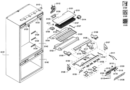 Cabinet 1 Assy Diagram and Parts List for T36IT71NNP 35 Thermador Refrigerator