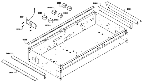Cabinet Diagram and Parts List for PCG486GD 02 Thermador Cooktop