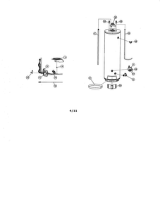 Water Heater Diagram and Parts List for 153336434  Kenmore Water Heater