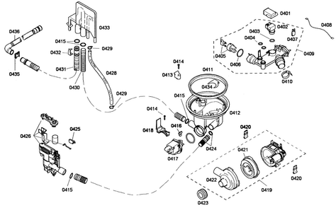 Pump Assy Diagram and Parts List for SHE55M15UC 59 Bosch Dishwasher