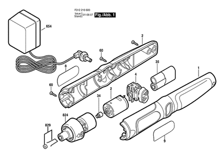 Bosch 2106to (F012210609) Diagram and Parts List for 2106TO F012210609 Bosch Screwdriver