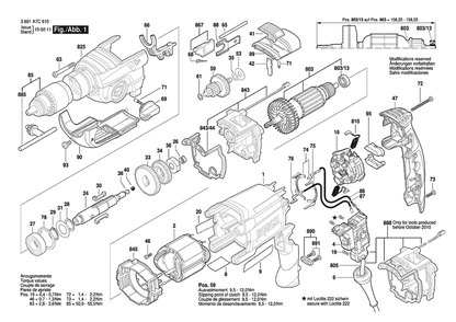 Section 1 Diagram and Parts List for GSB19 3601A7C610 Bosch Hammer Drill