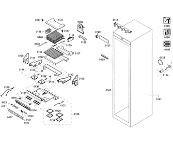 Cabinet Parts Diagram and Parts List for T18ID80NLP 43 Thermador Freezer