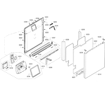 Door Assy Diagram and Parts List for SHE8PT55UC 01 Bosch Dishwasher