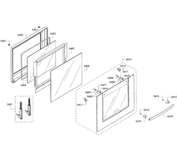 Door Assy Diagram and Parts List for HBN3450UC 01 Bosch Wall Oven
