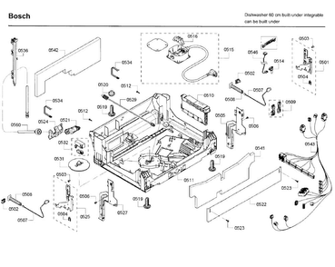 Base Diagram and Parts List for SHX68T56UC 07 Bosch Dishwasher