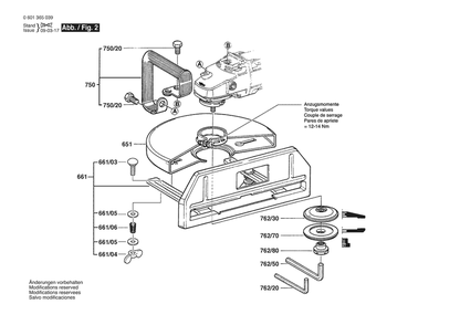 Section 2 Diagram and Parts List for GWS22-14 0601365039 Bosch Angle Grinder