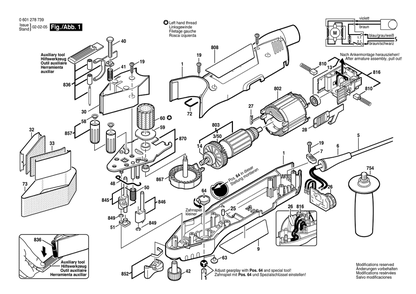Section 1 Diagram and Parts List for 0601278739  Bosch Belt or Drum Sander