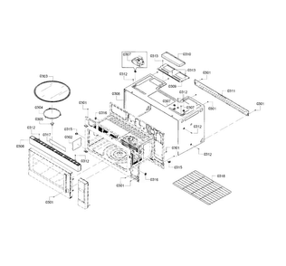 Cabinet 1 Diagram and Parts List for HMV5052U 01 Bosch Microwave