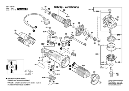 Page A Diagram and Parts List for 1380 3601C88111 Bosch Angle Grinder