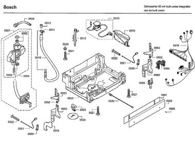 Base Diagram and Parts List for SHX7ER55UC 48 Bosch Dishwasher