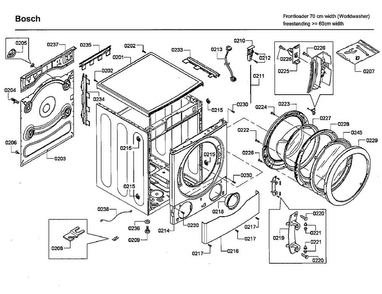 Frame Diagram and Parts List for WFVC544CUC 22 Bosch Washer