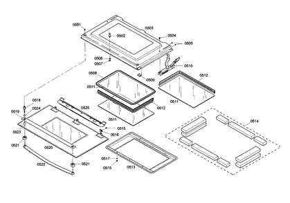 Door Diagram and Parts List for HBL746AUC 02 Bosch Wall Oven