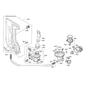 Pump Assy Diagram and Parts List for SGE63E15UC 72 Bosch Dishwasher