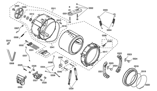 Tub/Drive Motor Diagram and Parts List for WFMC2201UC 15 Bosch Washer