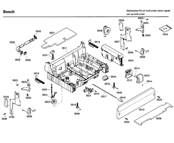 Base Diagram and Parts List for SHE65P05UC 59 Bosch Dishwasher