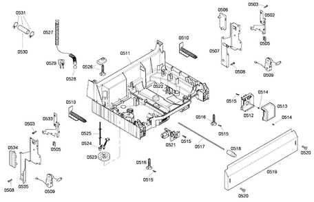 Base Assy Diagram and Parts List for SHE43F02UC 48 Bosch Dishwasher