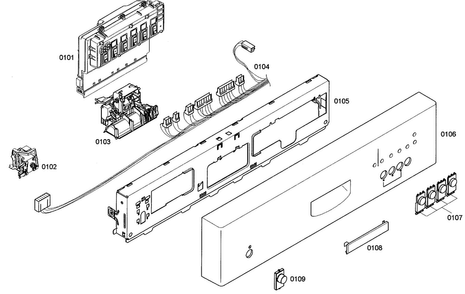 Front Panel Diagram and Parts List for SHE42L12UC 23 Bosch Dishwasher