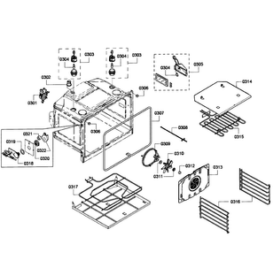 Upper Oven Assy Diagram and Parts List for HBL8650UC 07 Bosch Wall Oven