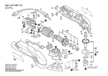 Section 1 Diagram and Parts List for 0601294739  Bosch Sander Grinder
