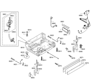 Base Diagram and Parts List for SGX68U55UC 98 Bosch Dishwasher