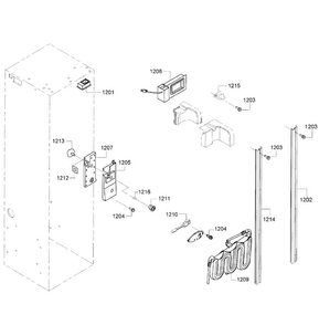 Cabinet 2 Diagram and Parts List for KBUDT4255E 05 Thermador Refrigerator