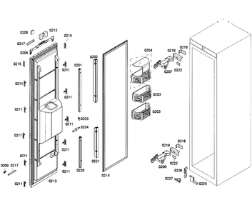 Door Assy Diagram and Parts List for T18ID80NRP 38 Thermador Freezer