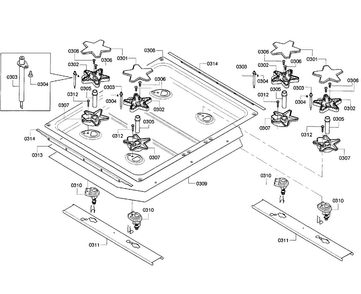 Top Assy Diagram and Parts List for PRD304GHC 09 Thermador Range