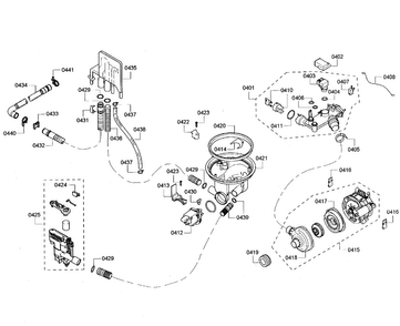 Pump Assy Diagram and Parts List for SHE55R55UC 64 Bosch Dishwasher