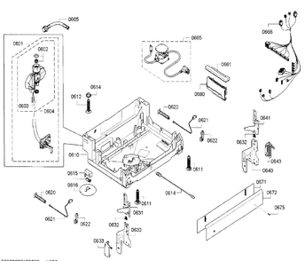 Base Diagram and Parts List for SGE53U55UC B3 Bosch Dishwasher