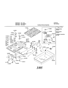 Gas, Cooktop Diagram and Parts List for NGP732UC 01 Bosch Cooktop